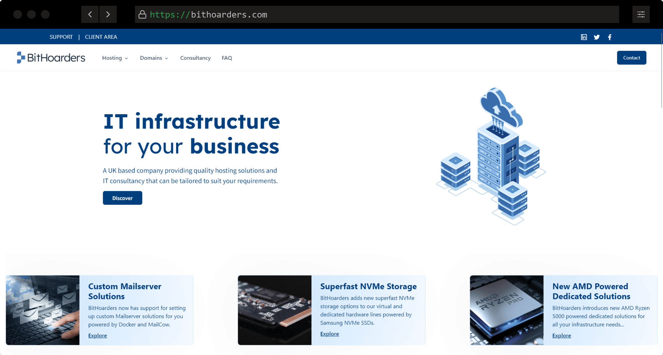 Screenshot of the homepage of bithoarders website